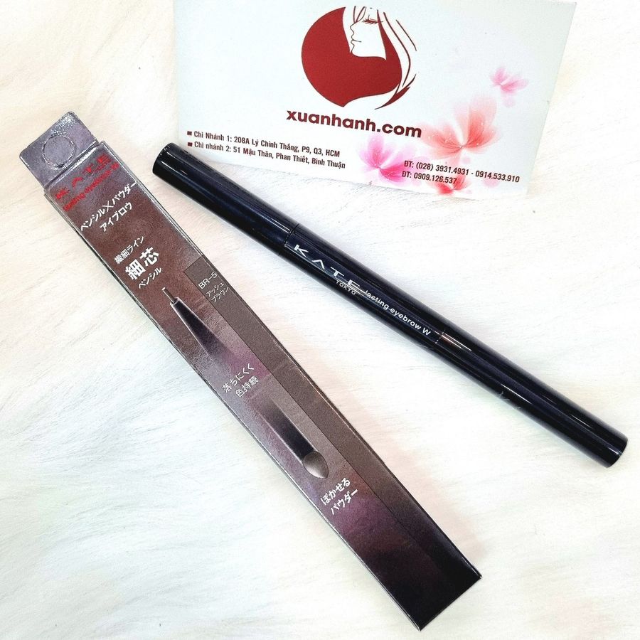 Chì kẻ mày Kanebo Kate Lasting Eyebrow W Slim- đầu tròn mảnh và đầu bột, #BR-5 nâu xám