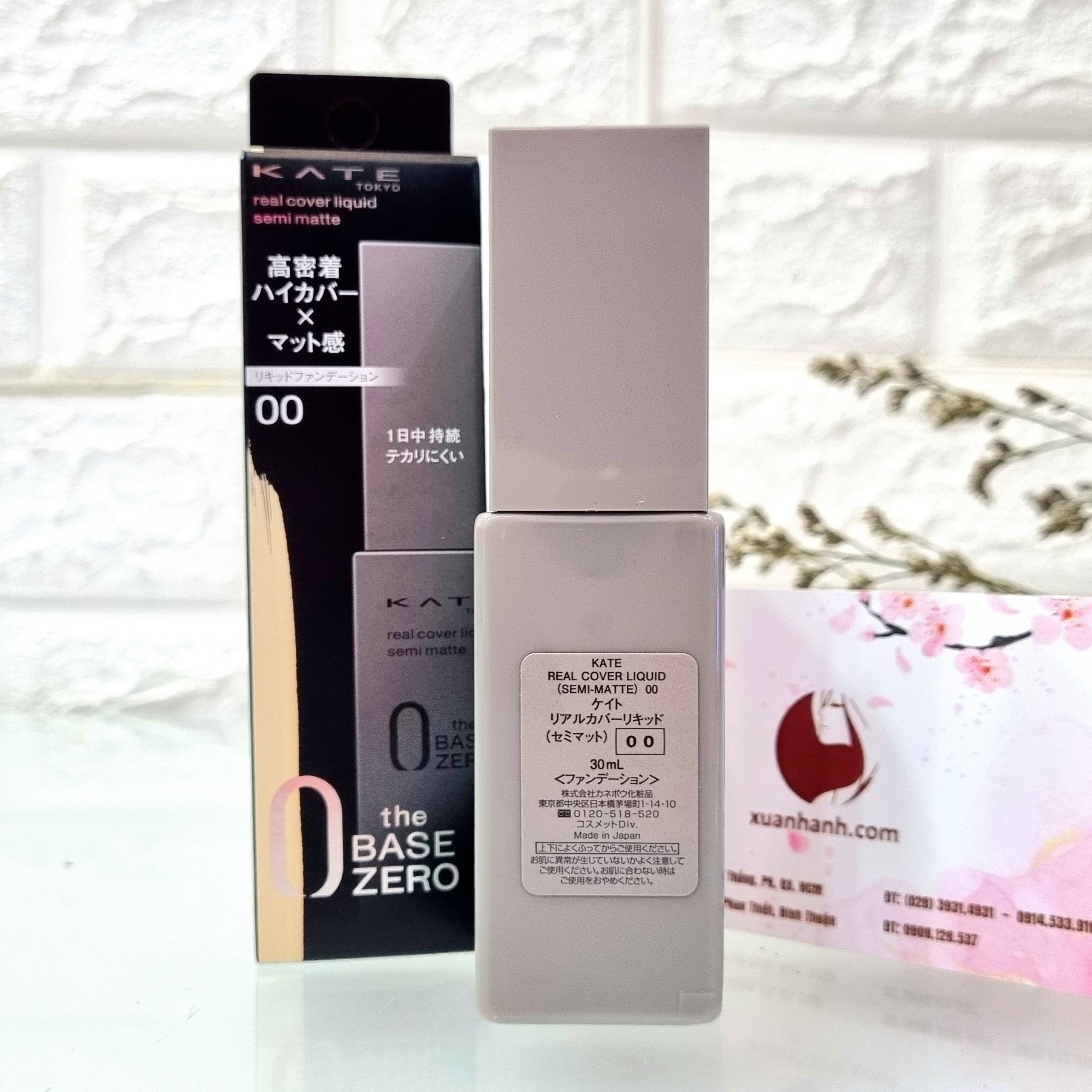 Kem nền Kanebo Kate Semi-Matte che phủ tốt, lì mịn, căng mượt, #00 trắng trong