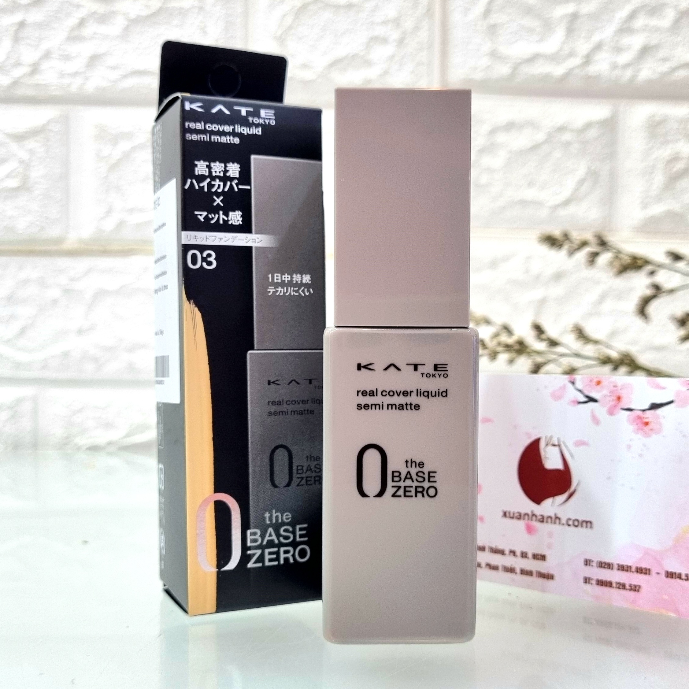 Kem nền Kanebo Kate Semi-Matte che phủ tốt, lì mịn, căng mượt, #03 TB - Sáng