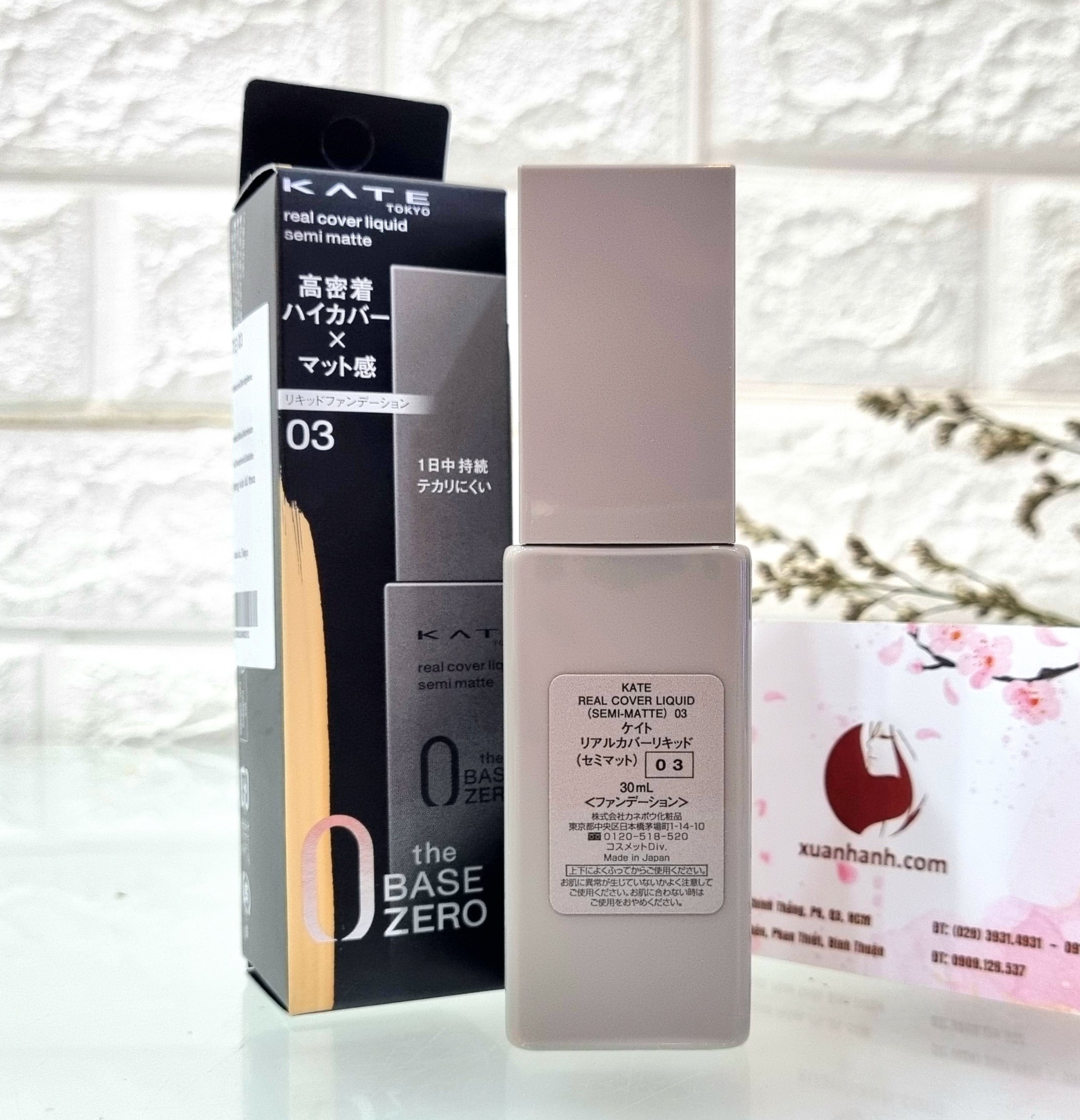 Kem nền Kanebo Kate Semi-Matte che phủ tốt, lì mịn, căng mượt, #03 TB - Sáng