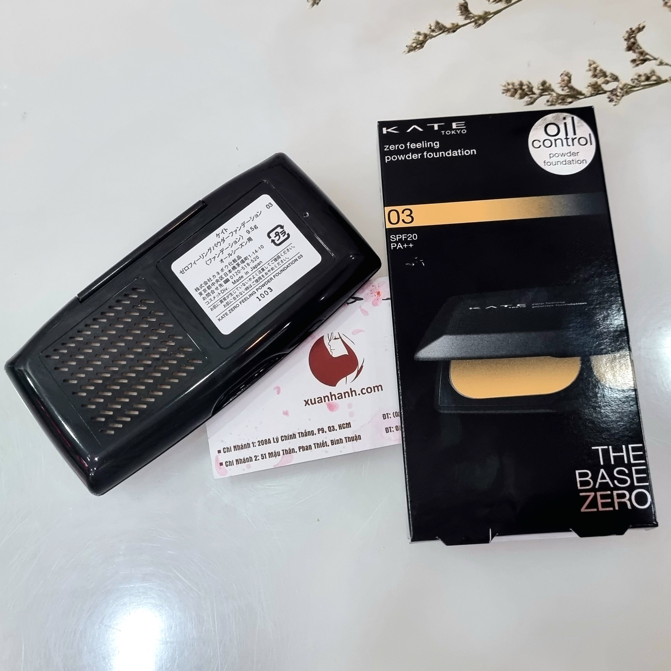 Phấn phủ Kanebo Kate The Base Zero Oil Control kiểm soát dầu, lì mịn, #03 - sáng ấm (new)