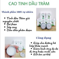 Cao tinh dầu tràm Befine giữ ấm cơ thể, chống cảm cúm, côn trùng, xua muỗi giảm dị ứng.