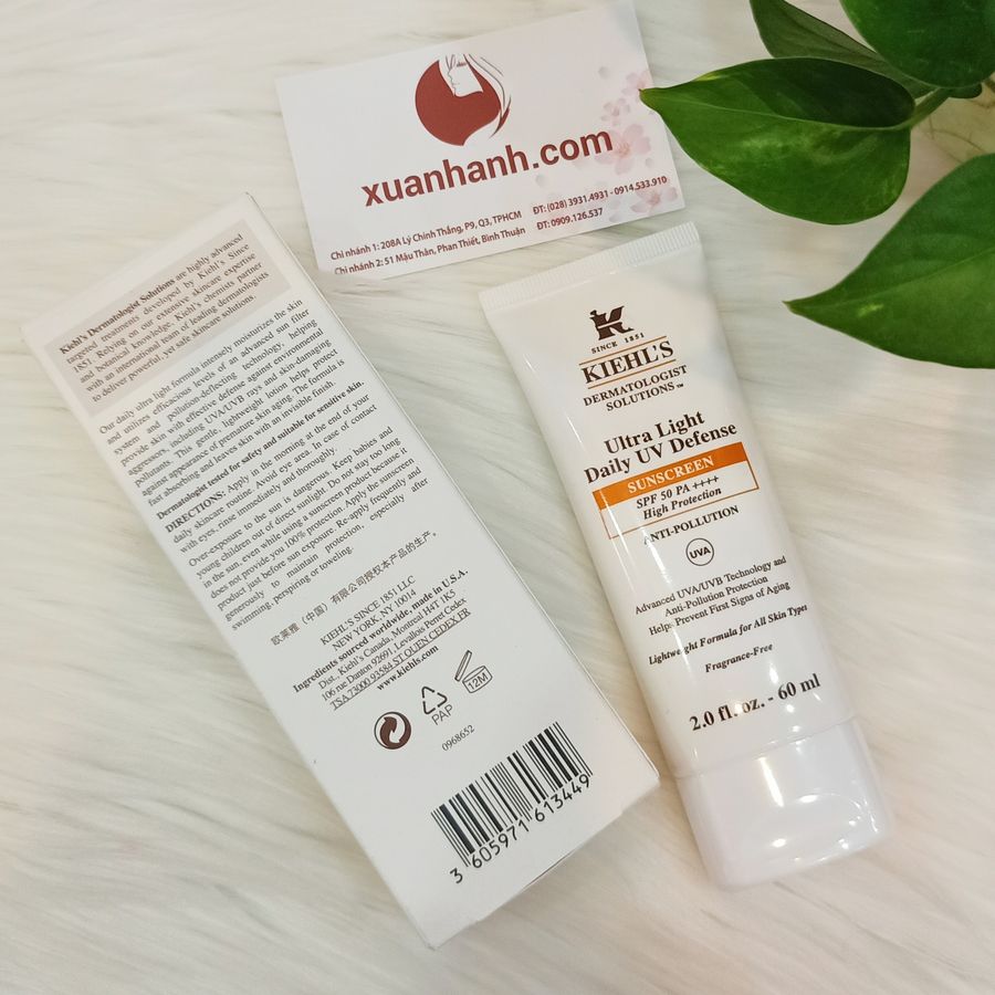 Kem chống nắng KIEHL'S Ultra Light Daily UV SPF50/PA++++ bảo vệ tối đa, thoáng nhẹ da, 60ml