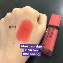 Son Bourjois Rouge Edition Velvet chất kem, bám môi, lì #04 Peach cam đào