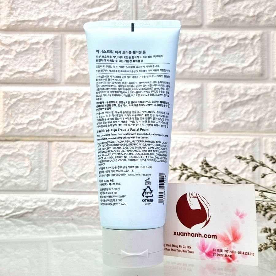 Sữa rửa mặt Innisfree Bija Trouble Facial Foam sạch sâu cho da dầu mụn - 150g