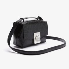 Túi Lacoste Amelia Metal Clasp Embossed da thật, #Black sang trọng và đẳng cấp.
