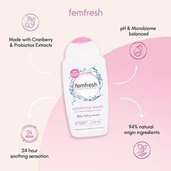 Dung dịch vệ sinh phụ nữ Femfresh Soothing Wash cao cấp làm sạch và khô thoáng, 250ml