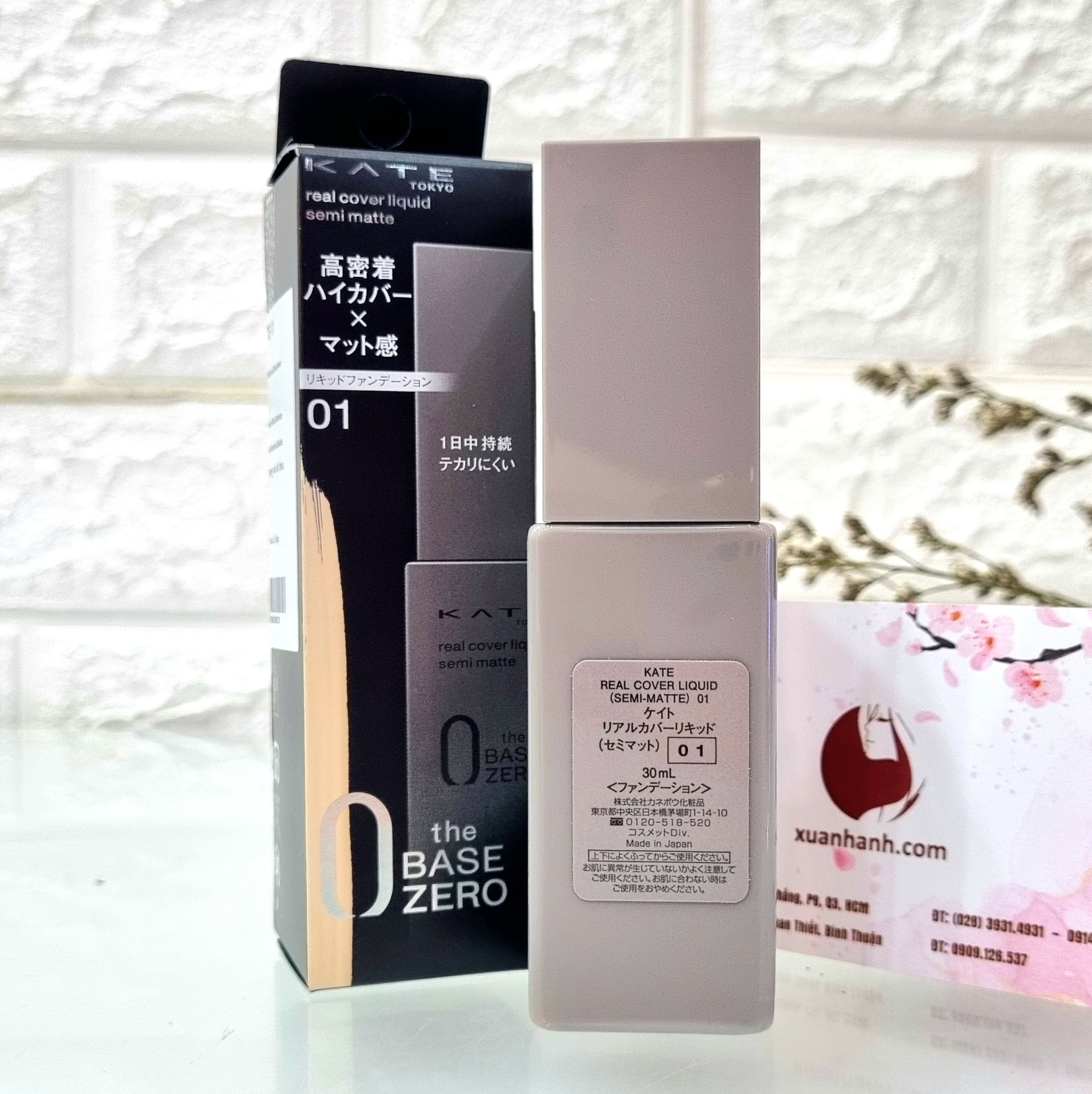 Kem nền Kanebo Kate Semi-Matte che phủ tốt, lì mịn, căng mượt, #01 trắng sáng 
