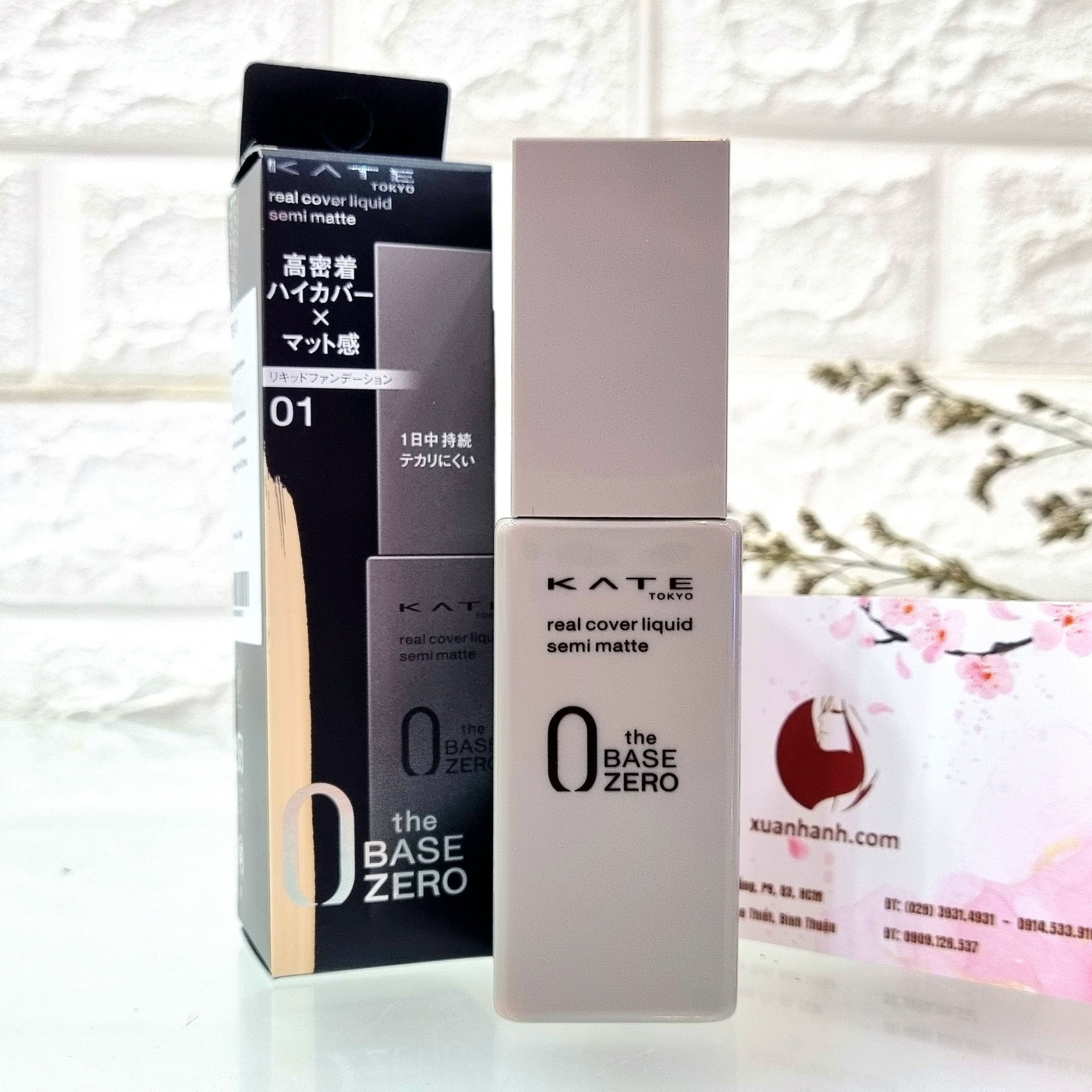 Kem nền Kanebo Kate Semi-Matte che phủ tốt, lì mịn, căng mượt, #01 trắng sáng 