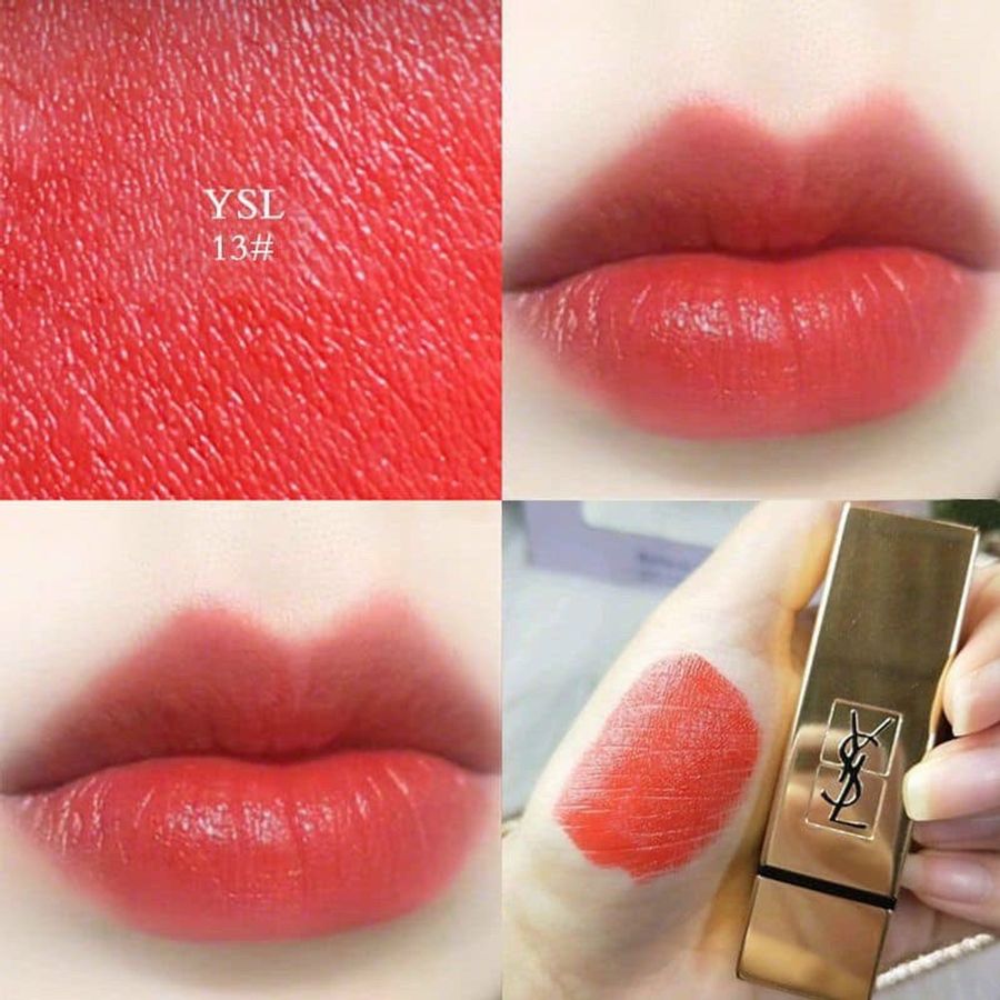 Son Yves Saint Laurent Rouge Pur Couture lâu trôi, chuẩn màu, #13 cam đỏ, mini