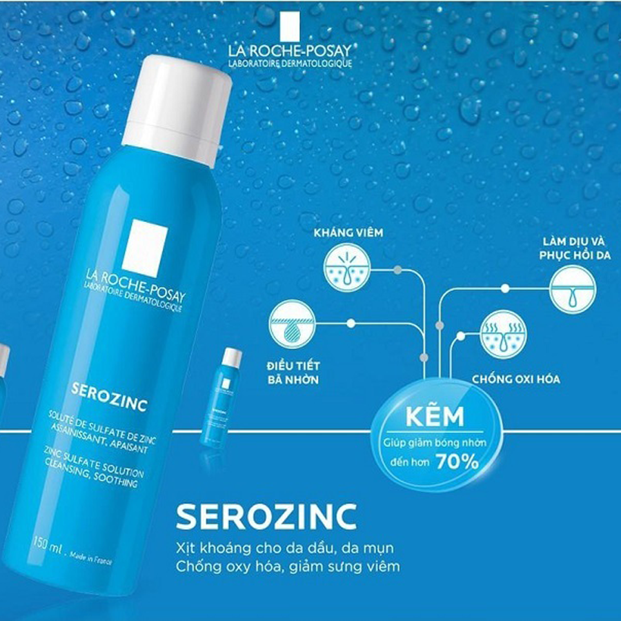 Xịt khoáng La Roche-Posay Serozinc cấp ẩm, dịu kích ứng cho da dầu/mụn, 300ml