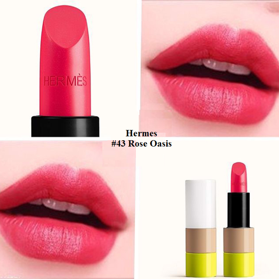Son Hermes Rouge Satin Lipstick hồng san hô ngọt ngào, nữ tính #43 Rosy Oasis (Limited)