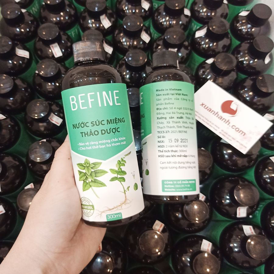 Nước súc miệng thảo dược Befine giúp trắng răng, ngừa sâu răng và thơm miệng, 300ml.