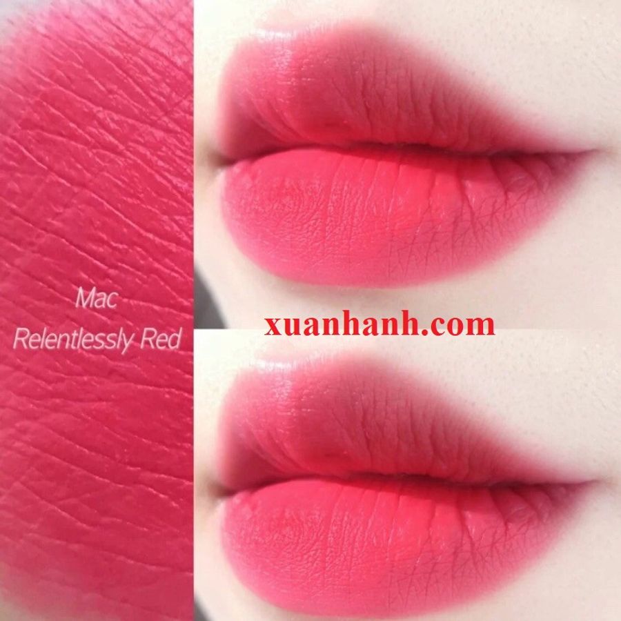 Son Mac Retro Matte Lipstick lì mịn, giữ màu tốt #Relentlessly Red hồng san hô, rất xinh. 
