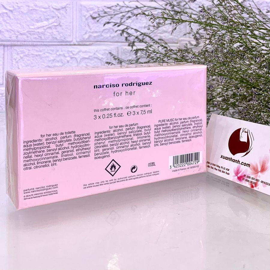 Set nước hoa Narciso Rodriguez For Her sang trọng, cổ điển và thanh lịch, 7.5ml*3 (new)