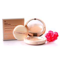 Phấn phủ nền che khuyết điểm The Face Shop Gold Collagen SPF30 PA+++, N203