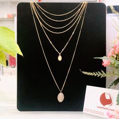 Dây chuyền H&M nhiều tầng, mặt đá oval lạ mắt, cá tính 