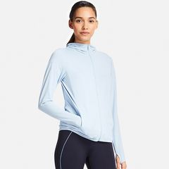 Áo chống nắng Uniqlo Airism UV Cut, 60 Light Blue, size S, mát, thời trang