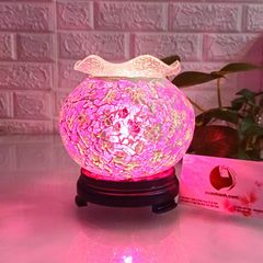 Đèn xông tinh dầu điện, làm đèn ngủ, trang trí, ốp kính tím sang trọng