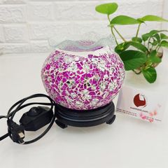 Đèn xông tinh dầu điện, làm đèn ngủ, trang trí, ốp kính tím sang trọng