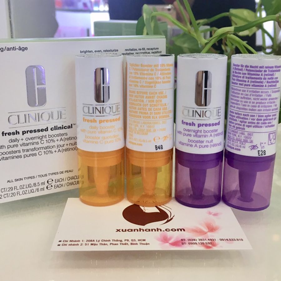 Clinique Fresh Pressed Clinical™ Daily + Overnight Boosters với Pure Vitamins C 10% + A (Retinol)