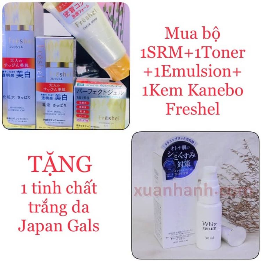 Trọn bộ Kanebo Freshel dưỡng trắng sáng, căng mịn da cơ bản