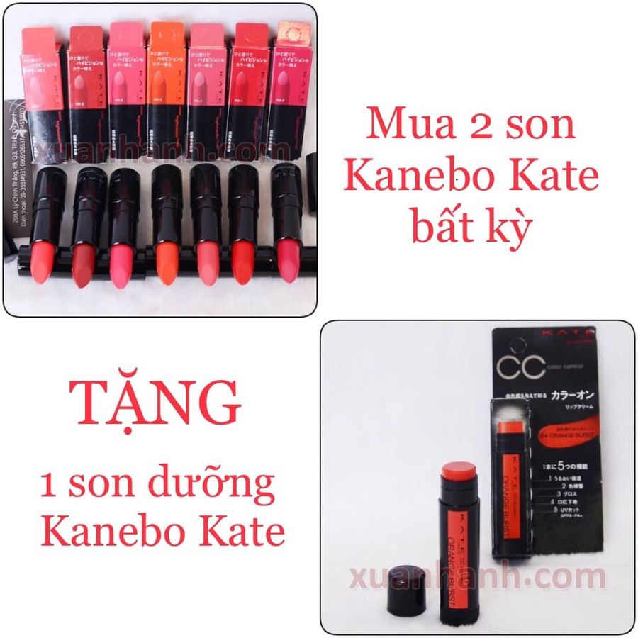 Combo 2 son Kanebo Kate Color Highvision Rouge, chất kem lì, màu sắc "bất kì"