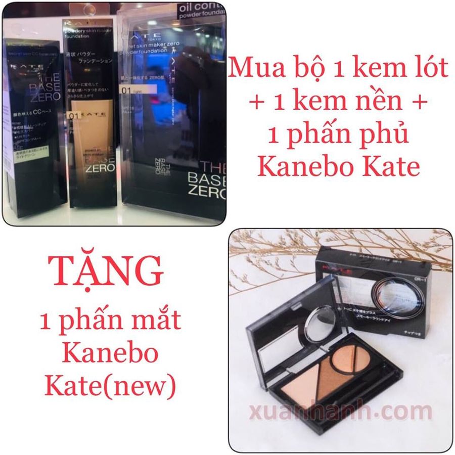 Trọn bộ trang điểm Kanebo Kate The Base Zero mỏng nhẹ, che phủ tự nhiên