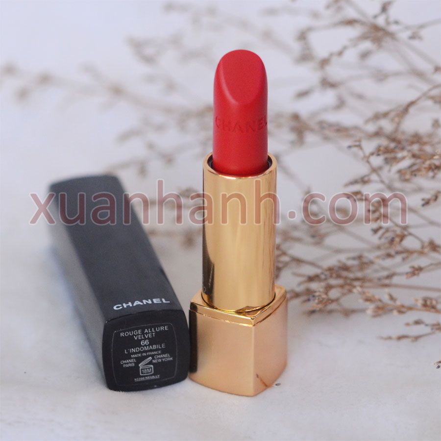 Son Chanel Rouge Allure Velvet son lì, lâu trôi, lên màu tốt #66 đỏ ánh cam (unbox)