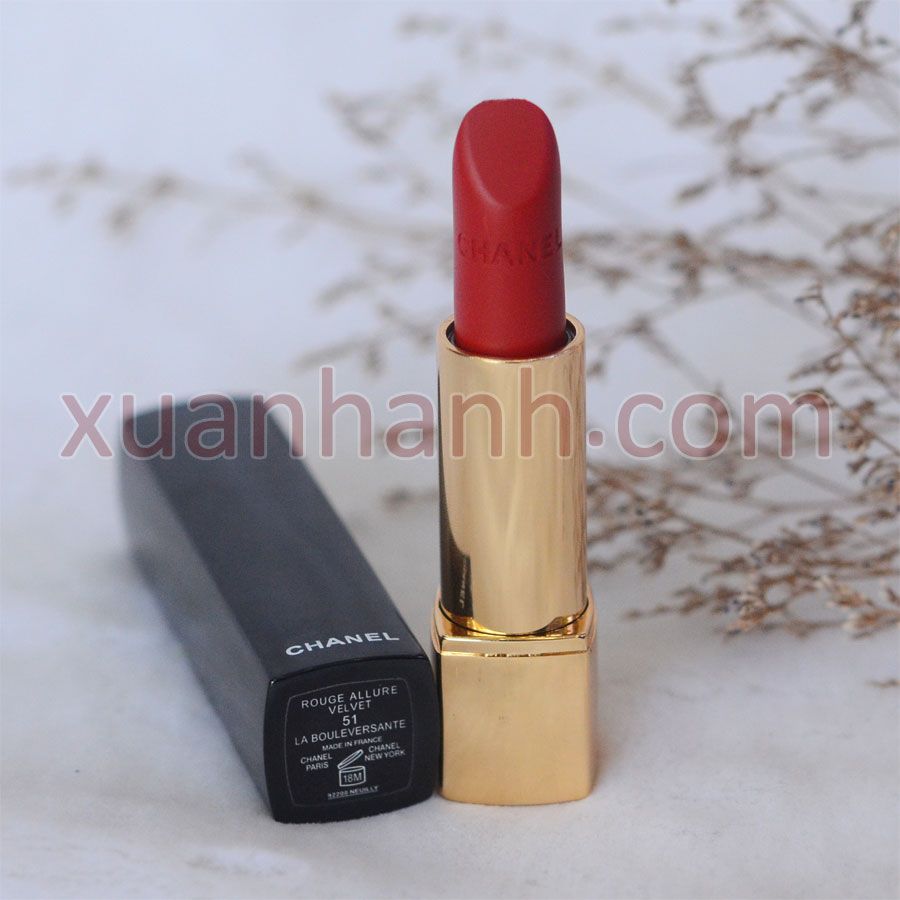 Son Chanel Rouge Allure Velvet son lì, lâu trôi, lên màu tốt #51 đỏ vang ( unbox)