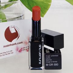 Son Shu Uemura Rouge Unlimited Matte lì mịn, #580 đỏ cam cháy siêu đẹp