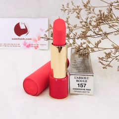 Son Lancome L'absolu Rouge Drama Matte #157 Obsessive Red cam san hô trẻ trung, nhẹ nhàng