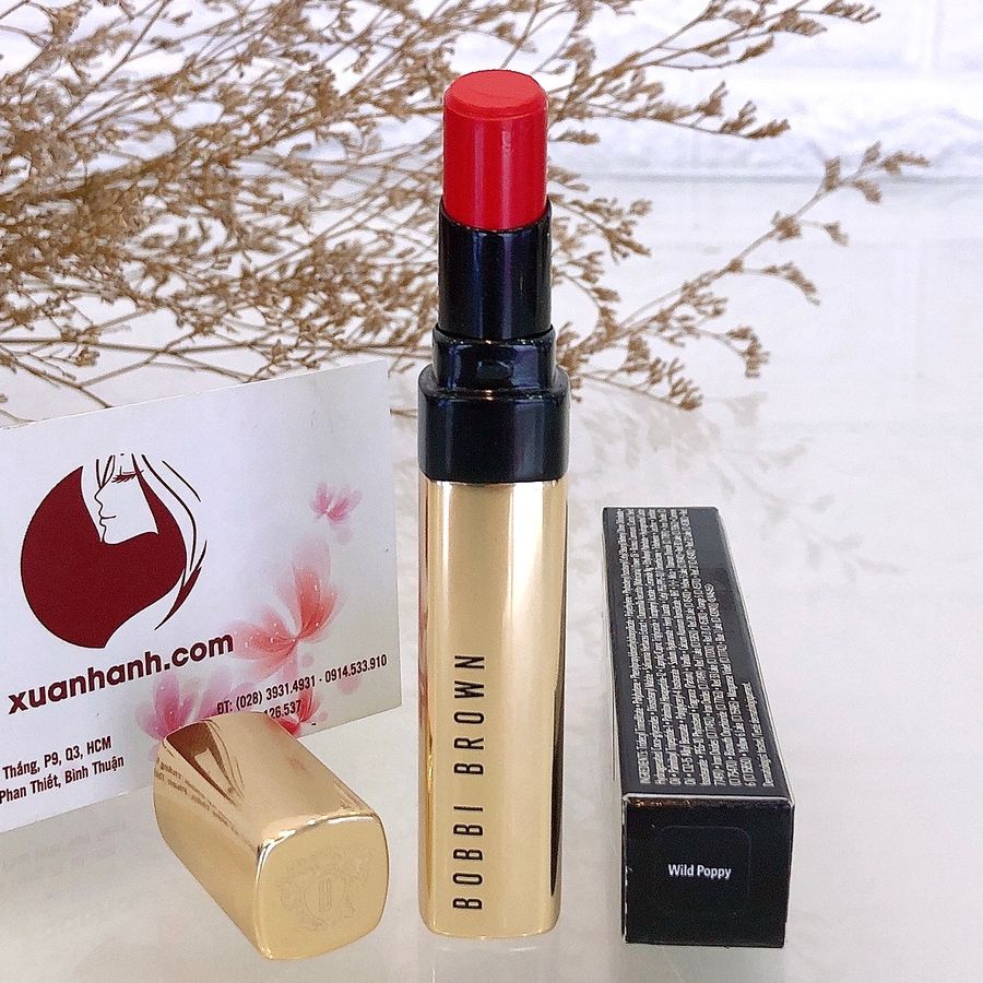 Son Bobbi Brown Luxe Shine Intense bán lì, mềm lâu trôi, #Wild Poppy cam đỏ tươi trẻ, năng động 