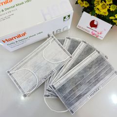 Khẩu trang y tế kháng khuẩn Hamita than hoạt tính, 4 lớp chuẩn y khoa, hộp 50 cái #xám - Mua 2 Tặng 1