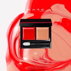 Son kem Kanebo Kate Red/Nude Rouge mềm mướt, lâu trôi #02 đỏ tươi mix nude ấm