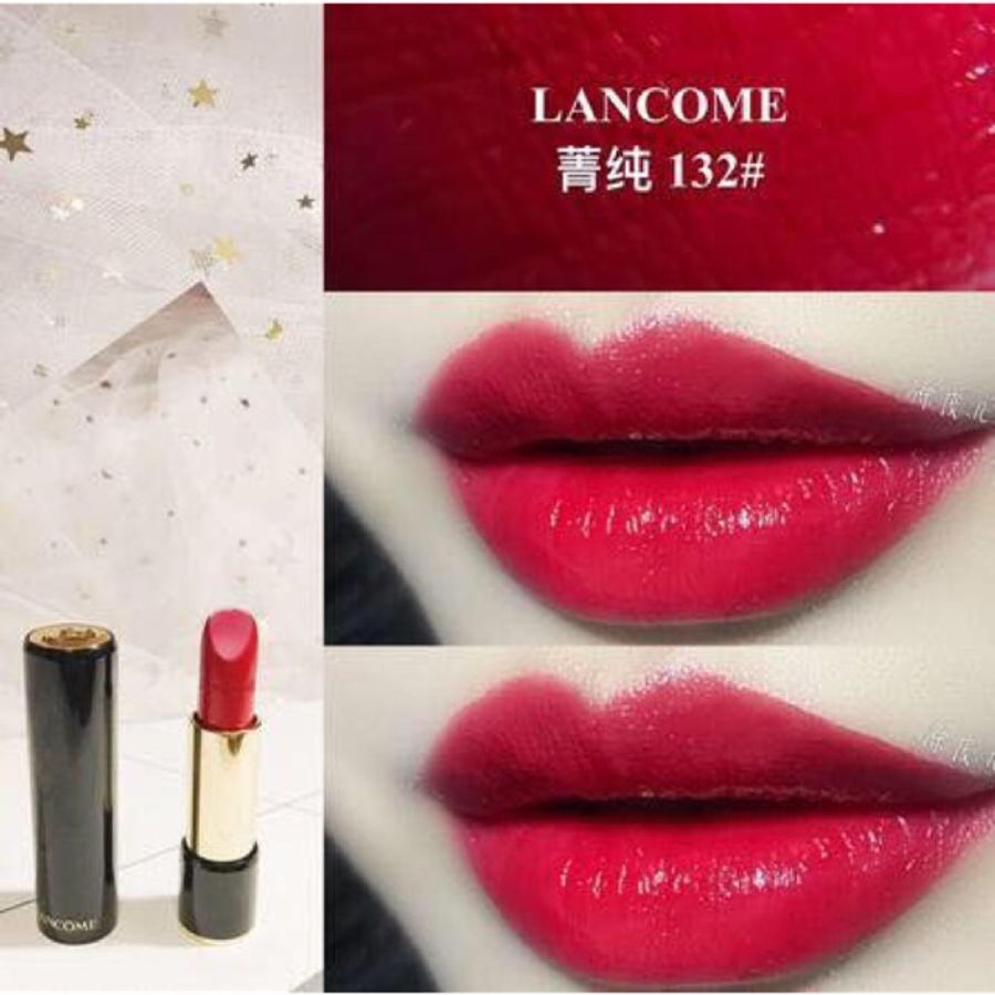 Son Lancome L'absolu Rouge 132 Caprice đỏ ánh cam, chất kem lì, mini