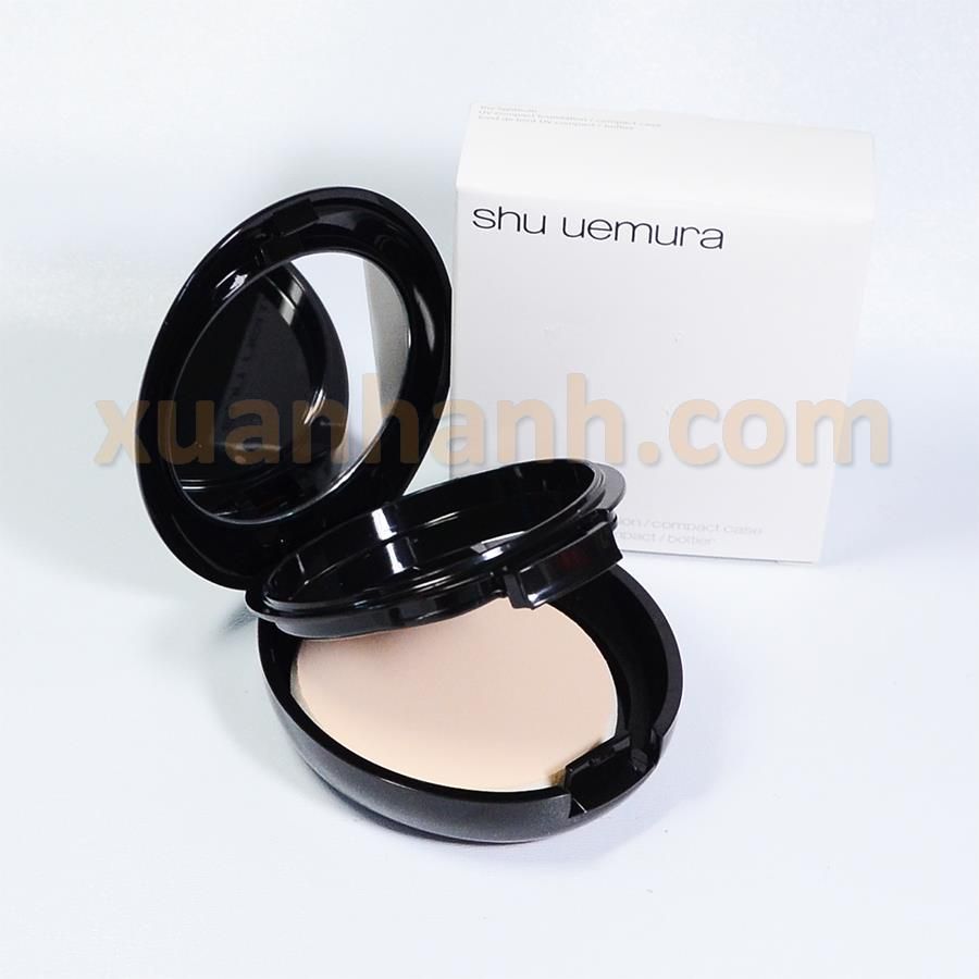Case Shu Uemura The Lightbulb hộp phấn nền tròn và bông phấn 2 mặt