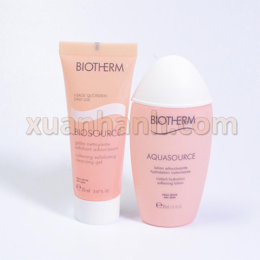 Set sữa rửa mặt và toner Biotherm Aquasource cho da khô, thiếu ẩm (20+30ml)
