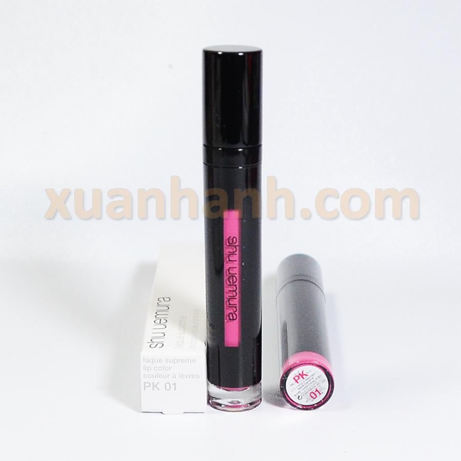 Son Shu Uemura Laque Supreme PK01 mướt, bám màu, lên màu tốt, hồng