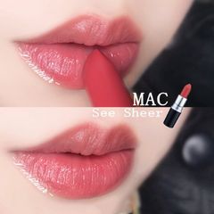 Son Mac Lustre Lipstick lên màu tốt, căng mọng #See Sheer hồng xinh nữ tính, tươi trẻ.
