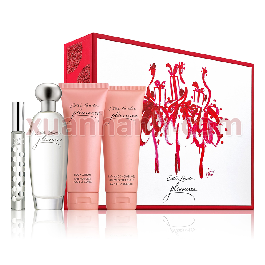 Set nước hoa Estee Lauder Pleasures EDP 100ml, body lotion+ sữa tắm 100ml + mini 6ml