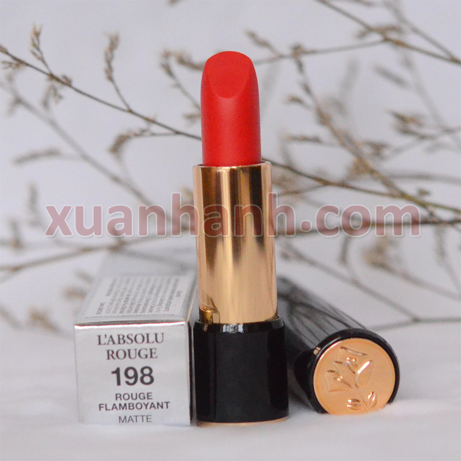 Son Lancome L'absolu Rouge 198 Rouge Flamboyant son lì cao cấp, cam đỏ