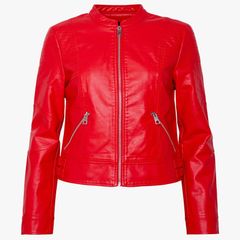 Áo khoác Vero Moda chất liệu da cao cấp, màu đỏ tươi tắn, trẻ trung.