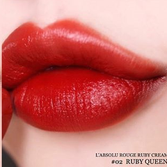 Son Lancome L'absolu Rouge Ruby Cream #02 Ruby Queen đỏ gạch cá tính, mini