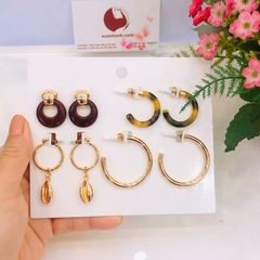 Set 4 kiểu hoa tai H&M dáng tròn da phong cách, dễ mix