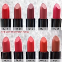 Son Kanebo Kate Color Highvision Rouge, chất kem lì, hồng tự nhiên PK-1
