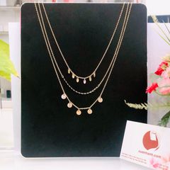 Dây chuyền H&M 3 tầng mặt tròn mix hạt màu xinh xắn