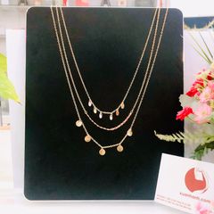 Dây chuyền H&M 3 tầng mặt tròn mix hạt màu xinh xắn