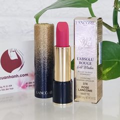 Son Lancome L'absolu Rouge 378 Rose son cao cấp, matte hồng hoa đậm