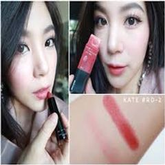 Son Kanebo Kate Color Highvision Rouge, chất kem lì, hồng môi gạch RD-2
